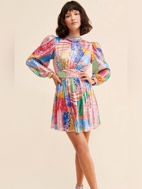 CeliaB Popa Sequin Metallic Mini Dress small